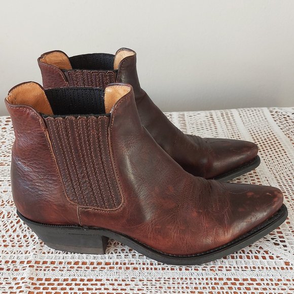 Silver Rebel Short Boots Size 6 Women Leather Western Cowboy Boho Ankle Bootie - Picture 4 of 14